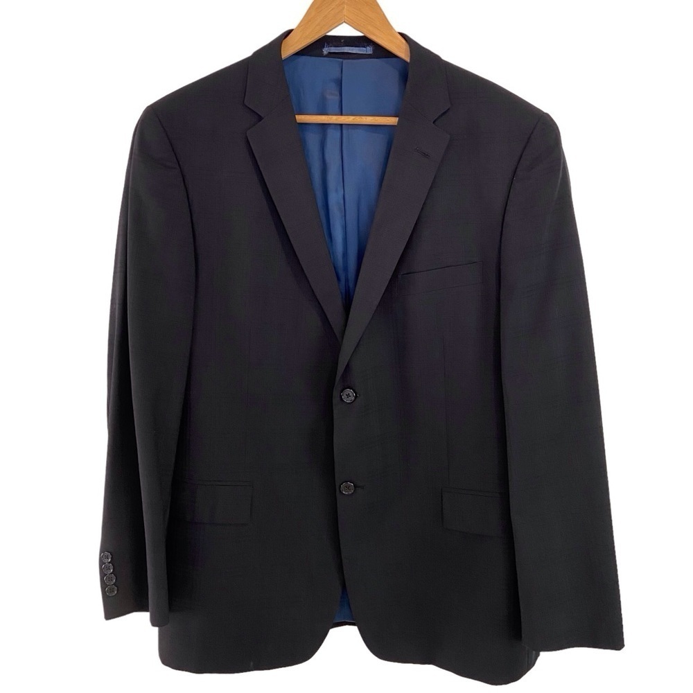 Nautica True travelwear blazer TAIT style black blue liner 100% virgin wool 44R
